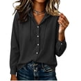 thumbnail image 6 of jobturf Button Down Sun Hoodie Women Cotton Linen Long Sleeve UV Protection Shirts Lightweight Hoodies Hiking Vacation Tops S-2XL, 6 of 9