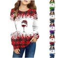 thumbnail image 4 of Odeerbi Toddler Boys Girls Christmas Sweatshirt Plaid Crewneck Sweatshirts 1-12 Years Children's Long Sleeve Printed T-shirt Round Neck Top Red, 4 of 4