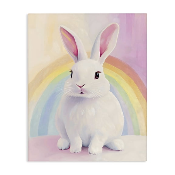 Stupell Industries Cottage Rainbow Bunny in Pastel Hues Canvas Art, 16 x 20, by The Prints Vibe