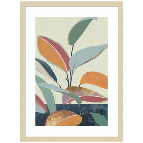 Amanti Art Colourful Orange Leaves II Wood Framed Wall Art Print
