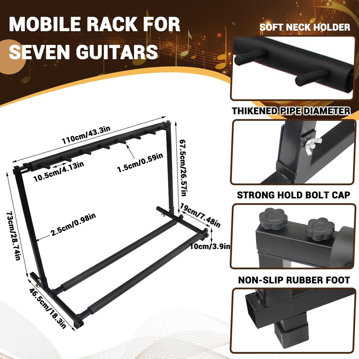 Foldable Guitar Stand, 7 Holder Metal Foldable Guitar Stand, Multiple Instrument Stage Studio Display Rack For Violin, Electric, Ukulele, Guitar