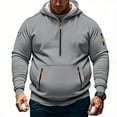 thumbnail image 2 of FRSASU Mens Half Zip Plus Size Oversized Comfy Big and Tall Long Sleeve Travel Mens Workwear Hooded Sweatshirt Gray, 2 of 5