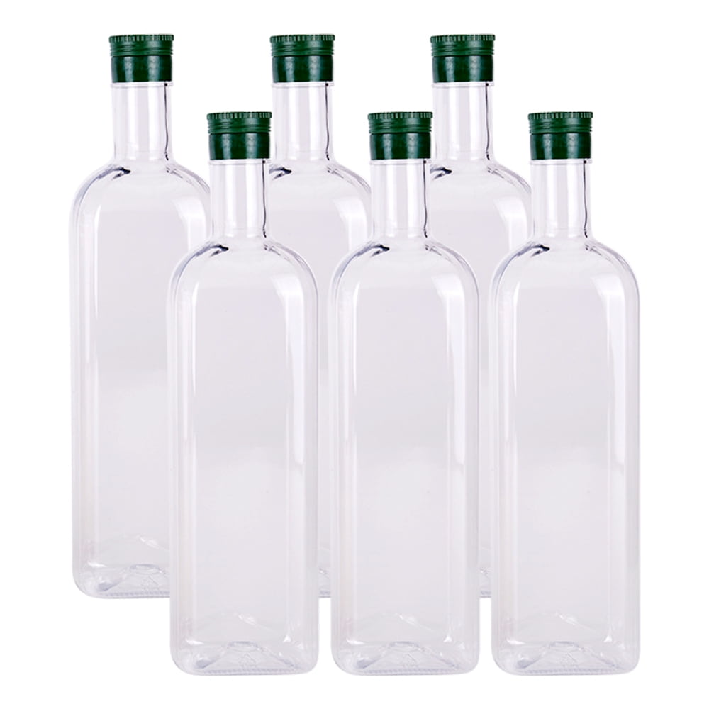 B SEPOR 6 Pack 1000ml Clear Quadra PET Empty Bottles Olive Oil Plastic