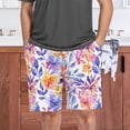 thumbnail image 6 of Men's Pajama Shorts Bottoms with Pockets Soft Lightweight Lounge Sleep Wear Watercolor Leaves, 6 of 6