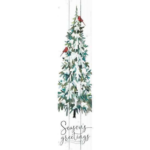 Season's Greetings White 47 x 10.5 Pine Wood Holiday Pallet Porch Leaner Sign