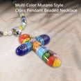 thumbnail image 3 of Stainless Steel Glass Murano Style Multi Color Beaded Cross Choker Pendant Necklace Delicate size 20" Catholic Faith Christian Religious Birthday Jewelry Birthday Christmas Gifts for Women, 3 of 8