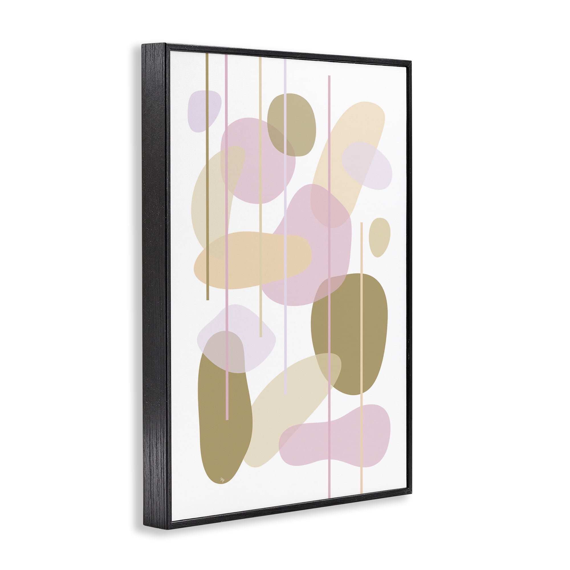 Stupell Industries Oblong Opaque Shapes Abstract Painting Black Framed Art Print Wall Art, 20 x 30