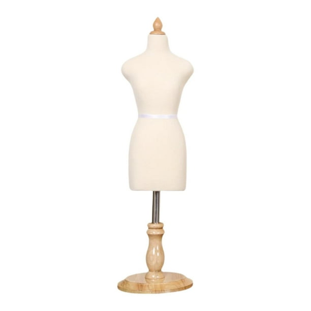 Maniquí de costura para vestido femenino, tamaño mini 1/4 XS, profesional, con base de madera Sin marca de línea