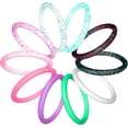 thumbnail image 1 of ATJIA 10 Rings Pack Silicone Wedding Ring for Women Men Thin and Stackable Silicone Rubber Glitters Rings for Love Couple, 1 of 6
