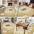 thumbnail image 5 of Non-Slip Rug Pad Rugs Summer Bee White Daisy Flower Rectangle Area Rugs 5x7Ft Soft Carpet Pads for Living Room Kids Room, Vintage Pastoral Floral Leaf, 5 of 9