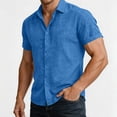 thumbnail image 6 of Men's Short Sleeve Button Down Shirts Big & Tall Breathable Textured Casual Shirt Summer Lightweight Quick Dry Beach Vacation Hippie Yoga Top Curved Hem, 6 of 10