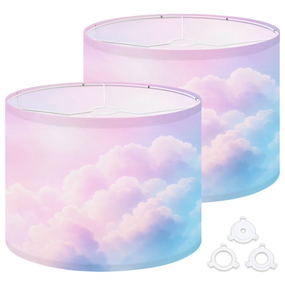 Lamp Shades Set of 2 Easy Assembly Sun cloud pastel colored Drum Lampshades for Table Lamps Floor Lamps Pendant Light 13"x13"x10" Replacement Lamp Shade