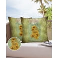 thumbnail image 6 of Pack of 2 Outdoor Pillow Covers, Sunflowers in Bottle Retro Green Buffalo Plaid Waterproof Square Throw Pillowcase Cushion Decorative Pillow Covers for Couch Patio Tent, 18x18 in, 6 of 6