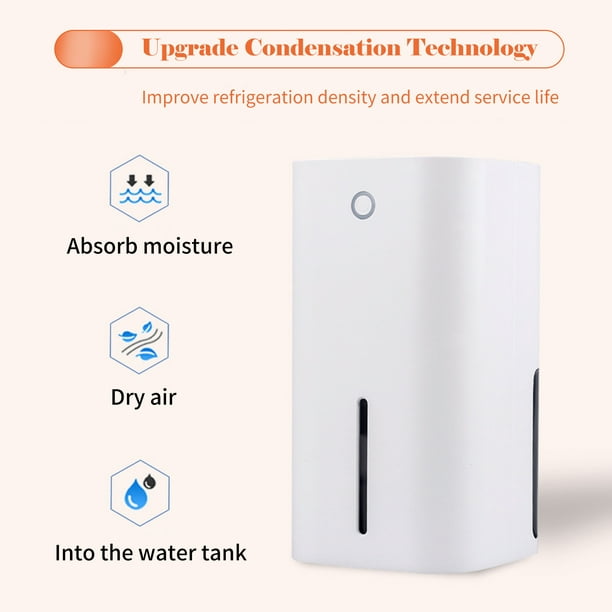 Déshumidificateurs pour salle de bain, déshumidificateur de 1,7 l avec  arrêt automatique, mode veille (800 m²) déshumidificateur portable blanc  pour