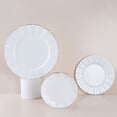 thumbnail image 3 of Balsa Circle 10 White 11" Round Disposable Salad Dinner Plastic Plates Gold Wavy Trim Wedding Party Tableware, 3 of 8