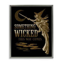Stupell Industries Something Wicked Witch Holiday Painting Gray Floater Framed Art Print Wall Art, 25 x 31