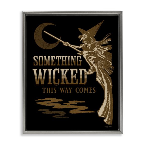 Stupell Industries Something Wicked Witch Holiday Painting Gray Floater Framed Art Print Wall Art, 25 x 31