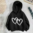 thumbnail image 2 of Odeerbi Kids Girls Winter Outfits Cartoon Print Sweatsuits Children's Fashion Thin Loose Style Hoodies Sweatpants Tracksuit Two Piece Set Black, 2 of 4