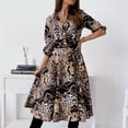 thumbnail image 1 of ICHUANYI Clearance Fashion Women Buttons Bandage Casual Print Dress V Neck Long Sleeve Dress(Black, M) ICHUANYI WER2023081503293, 1 of 7