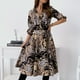 thumbnail image 2 of Moda Mujer Botones Vendaje Casual Vestido estampado Cuello en V Vestido de manga larga Pompotops  hdfakjf1384, 2 of 7