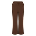 thumbnail image 2 of AWXNJUX Womens Jeans Ladies' Solid Color Drawstring Elastic Waist Casual Baggy Sports Pants Womans Pants Womens Pants Beach Pants for Women (Brown,L), 2 of 5