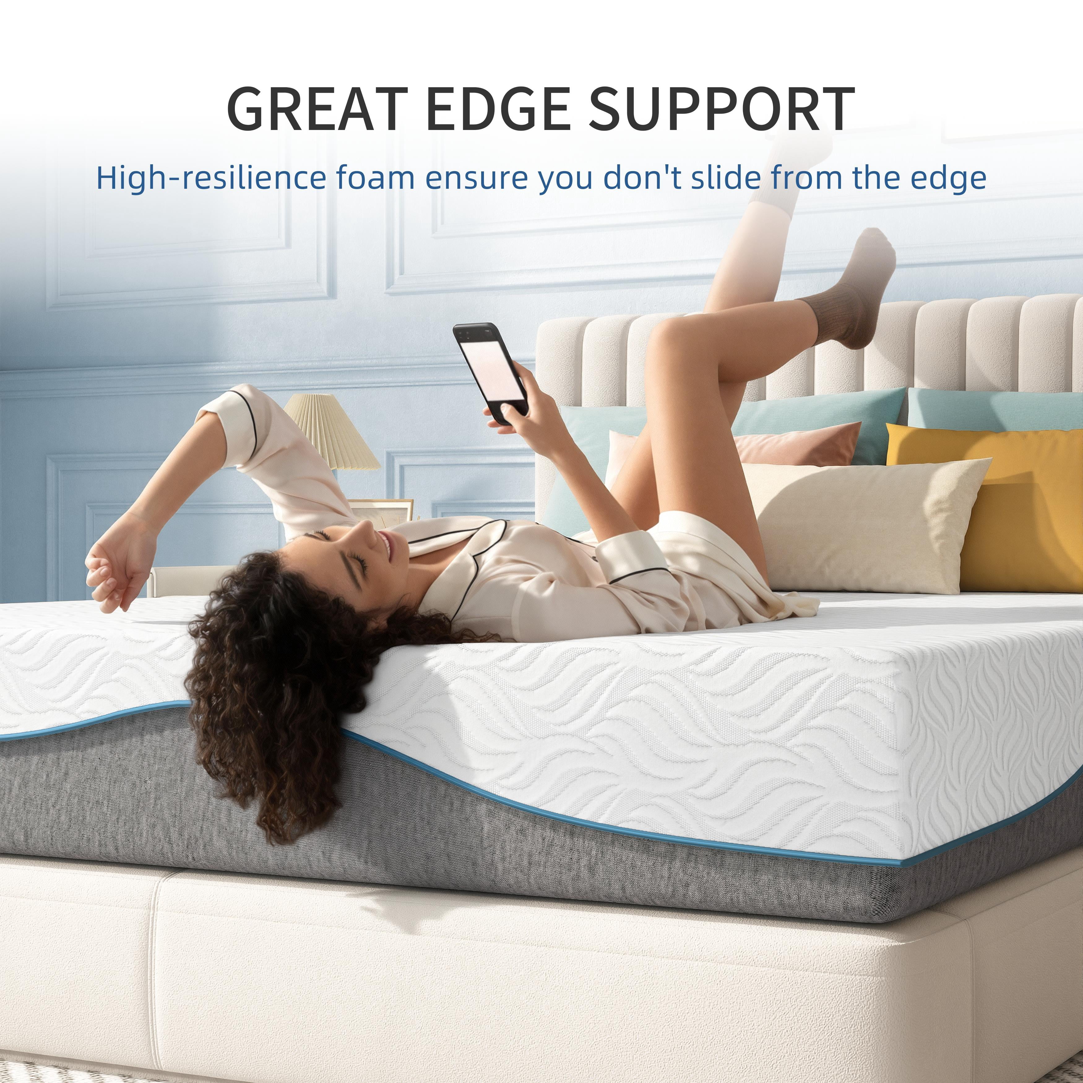 8in Full Mattress in a Box, Legahome 8in Memory Foam Mattress Full Size, Cooling Gel Mattress with Edge Support & Pressure Relief, Motion Isolation, CertiPUR-US for Bedroom, White & Gray