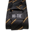 thumbnail image 6 of Hi-Tie Black Gold Stripe Ties for Men Jacquard Silk Necktie Handkerchief Cufflinks Set for Formal Business Party Prom, 6 of 7