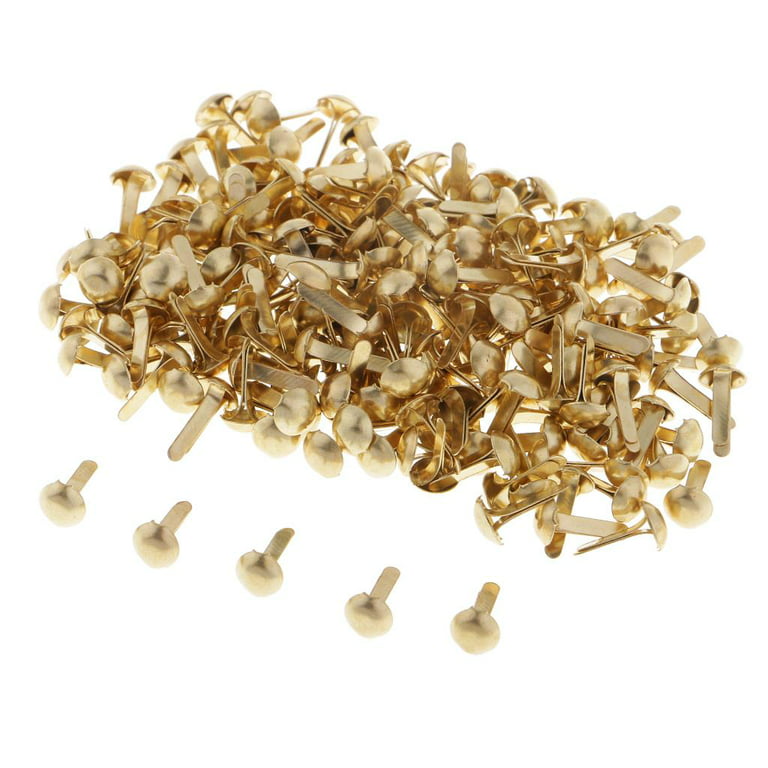 300Pcs Split Pins, 10mm Round Brass Metal Paper Fasteners Brads Split Pins  Mini Brads for DIY Craft Scrapbooking 