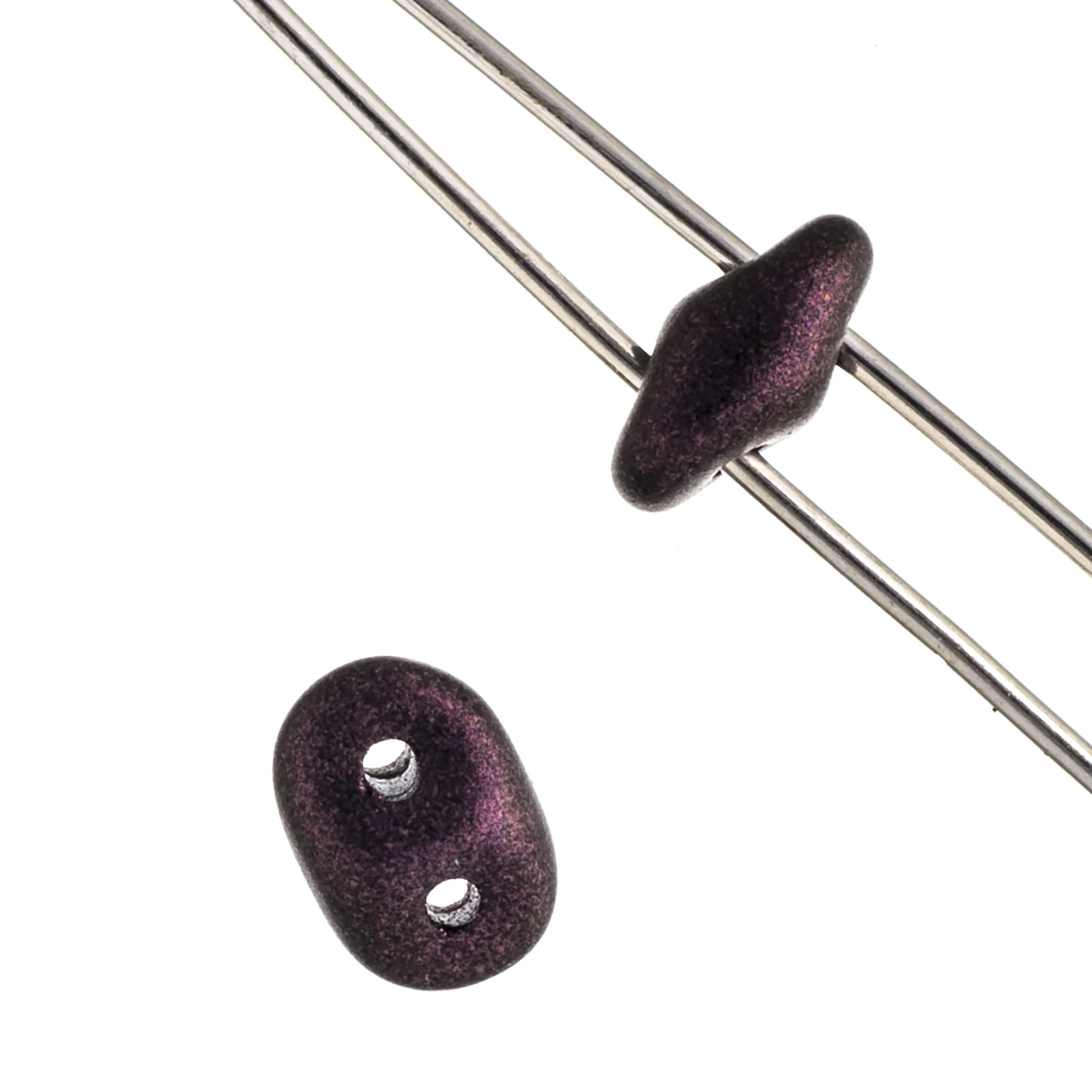 John Bead 100g Czech Glass Superduo 2-Hole Beads 2.5x5mm Jet Metallic Suede Dark Plum