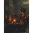 thumbnail image 3 of Petrus van Schendel 12x14 Black Modern Framed Museum Art Print Titled - Moonlight Market, 3 of 5