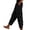 Black, variant on Womens Crinkle Corduroy Harem Pants Elastic Waist Side Button Detail Loose Cropped Casual Trousers with Pockets,S