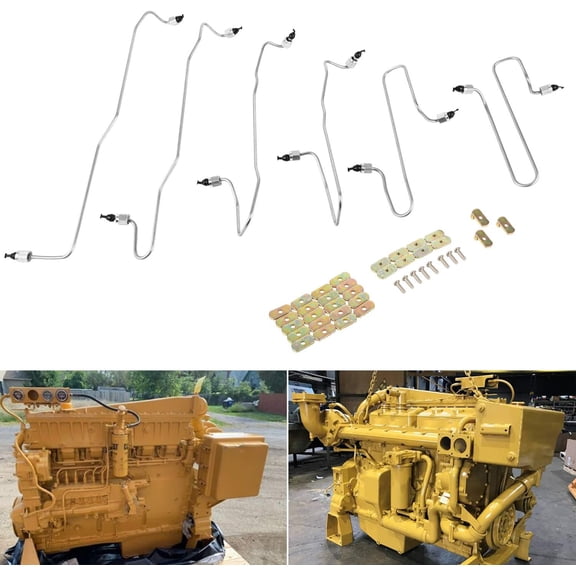 Fits for Caterpillar CAT 3406 Fuel Injection Line Kit 6Pcs with Clamps Compatible with CAT 3406 3406B 3406C engine, 1917941 1917942 1917943 1917944 1917945 1917946