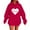 Red-G, variant on Tbopshirt Hoodies for Women Plus Size Oversized Valentine's Day Casual Round Neck Long Sleeve Pullover with Front Pocket and Drawstring Sweatshirt Red,L