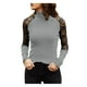 thumbnail image 2 of Pntutb moda mujer cuello alto manga larga algodón camiseta casual tops blusa de encaje Pntutb Pntutb-3282, 2 of 6