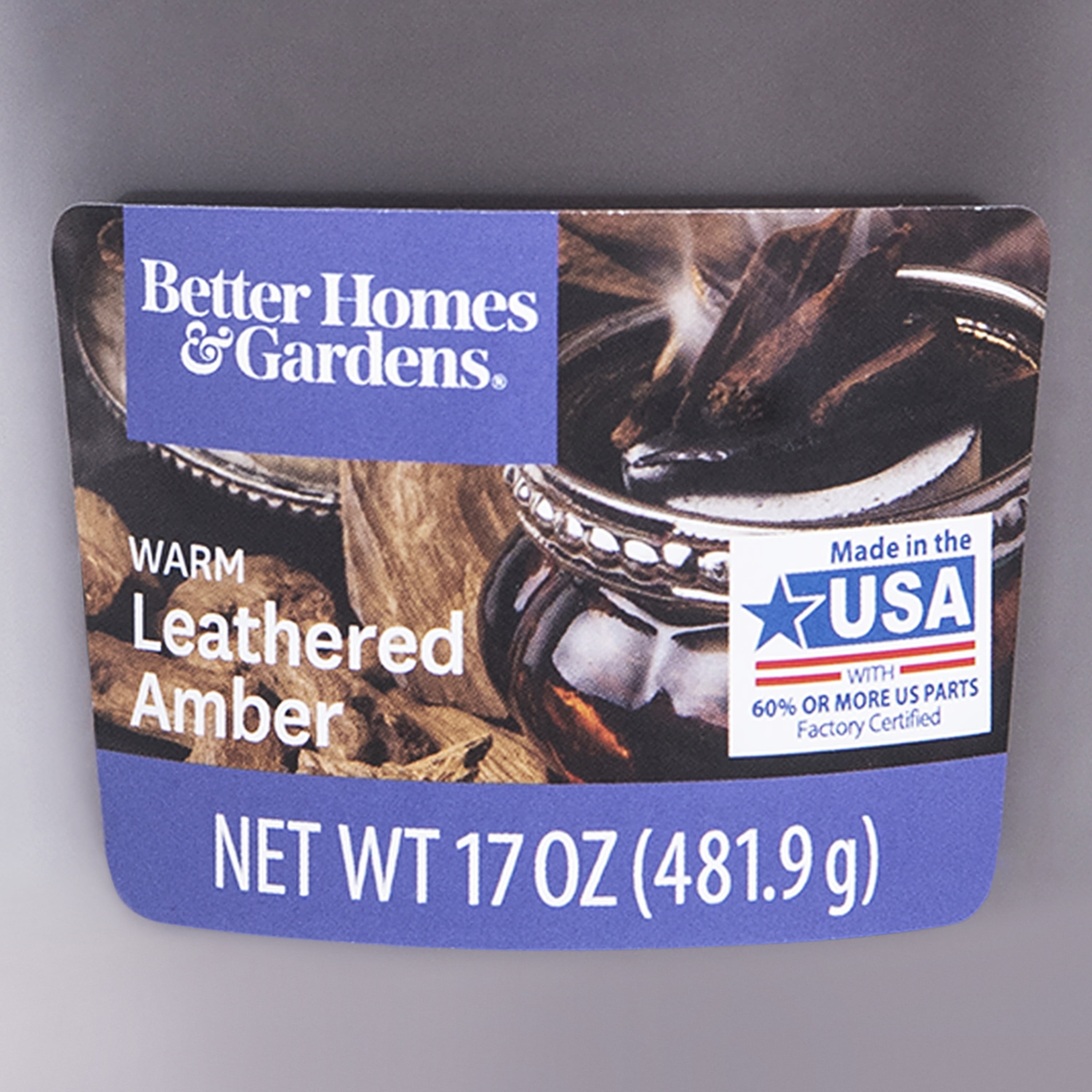 Better Homes & Gardens 17oz Warm Leathered Amber & Oud Scented 2-wick Jar Candle