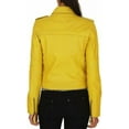 thumbnail image 2 of New Women's Yellow Lambskin Leather Jacket Stylish Slim Fit Motorcycle Jacket W432, 2 of 3