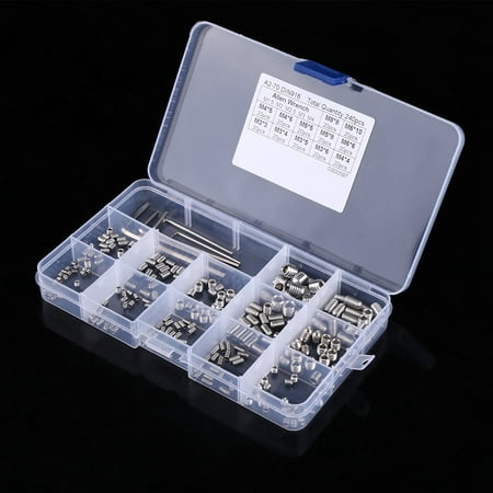 

EBTOOLS Steel Set Screw 240pcs M3/M4/M5/M6/M8 Hex Socket Set Screws Assortment Kit with Hex Keys Grub Screw