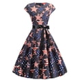 thumbnail image 1 of SMihono Robes Bohèmes d'Été pour Femmes Grande Taille Mode Décontractée Aguichant à Rayures Imprimées avec Fermetures Éclair Col Rond Robe à Manches Courtes, 1 of 9