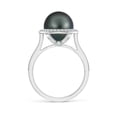thumbnail image 2 of ANGARA Tahitian Cultured Pearl Halo Ring with Milgrain in 925 Sterling Silver for Women | June Birthstone, Birthday, Anniversary, Jewelry Gift for Women | Pearl Ring, 2 of 5
