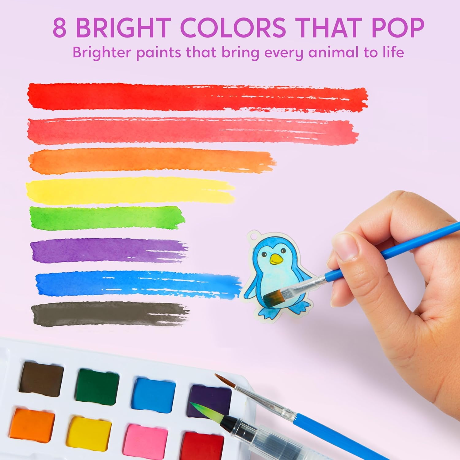 Klever Kits 35-Page Water Coloring Book Set, Mess-Free Painting with Animals, Ocean and Forest Themes, Includes Glow-in-the-Dark Designs and 3 Brushes