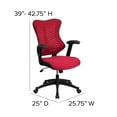thumbnail image 6 of Flash Furniture High Back Designer Burgundy Mesh Executive Swivel Ergonomic Office Chair with Adjustable Arms, 6 of 12