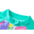 thumbnail image 3 of Serdomi Toddler One Piece Rash Guard Swimsuits Long Sleeve with Zipper Front Tropical Leaves Bathing Suit Size 10, 3 of 7