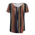thumbnail image 4 of Orange Womens Tops Women's Fashionable and Casual Floral Print V Neck Wrinkled Short Sleeve Top T Shirt Shirts for Women, 4 of 5