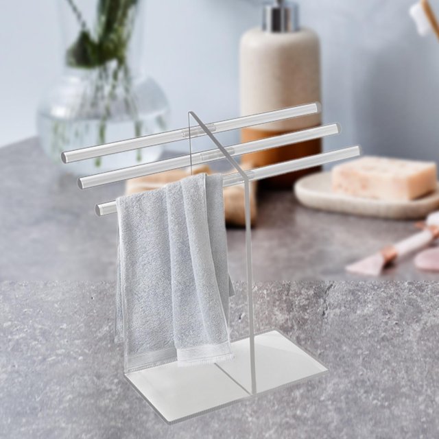 Soporte para toallas de mano, toallero de baño, acrílico, soporte para barra de toallas de baño, soporte para toallas de encimera