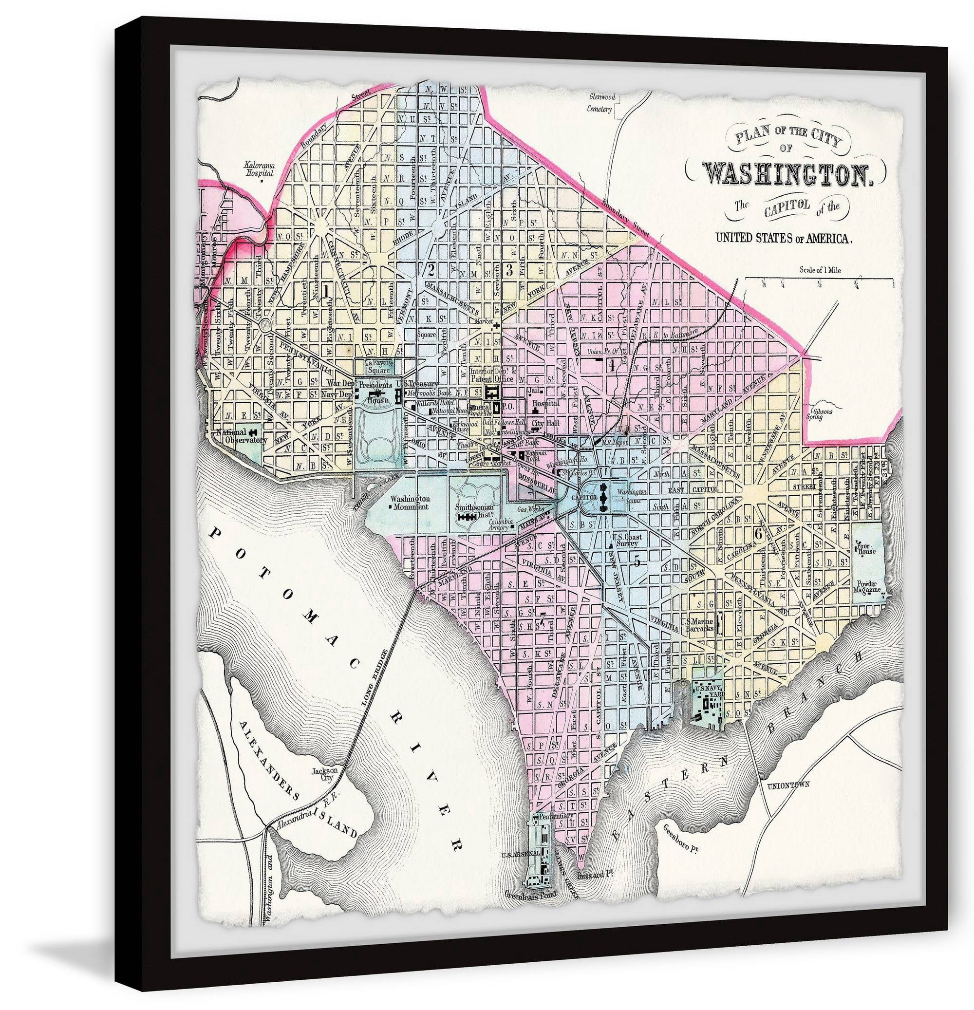 Marmont Hill Washington Colored Outline Framed Wall Art