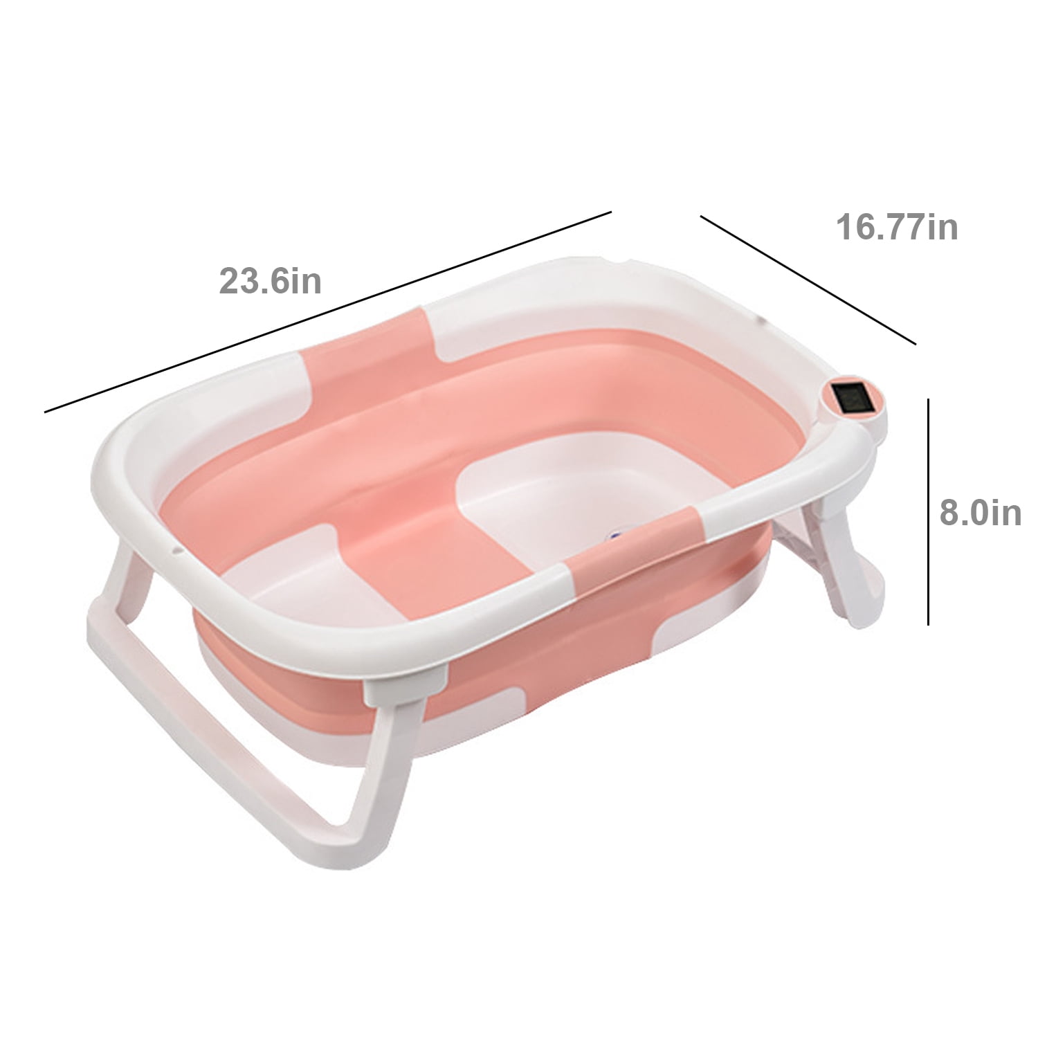 Prociv Foldable Baby Bathtub,Multifunctional Bathtub with Thermometer &Drain Hole, Baby Bathtub for Toddler 0-36 Month Pink (with Net)