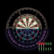 Accudart Nighthawk 2 in 1 LED/Blacklight Bristle Dartboard Surround Set - Official Size Dartboard - 360 Degree Lighting - Blacklight and Bright LED Lighting Modes - Includes Glow-in-the-Dark Dart Set
