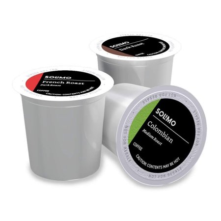 Amazon Brand - Solimo Assorted pack (French, Dark, Colombian) single serve cups, 100 ct (B07P23H371)
