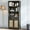 Midnight Oak, variant on OAKHAM 5 Shelf Bookcase Set of 2 , 73" Tall Rattan Bookshelf with Doors Cabinet and Drawer, Midnight Oak