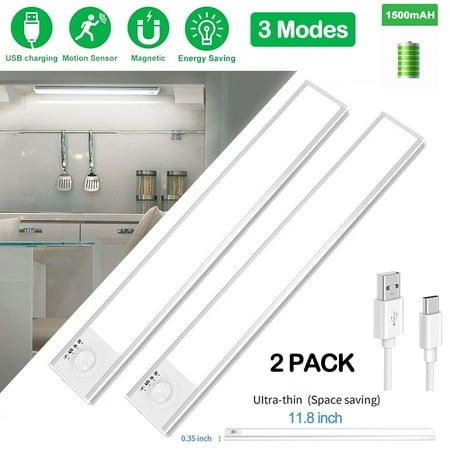 

Fimilo 2 Pack 11.81 (30cm) Wireless 1500mAh Battery Operated 52-LED Under Cabinet Lighting with Motion Sensor Magnetic Rechargeable Dimming Night Light for Bedroom Closet Wardrobe Kitchen Stair